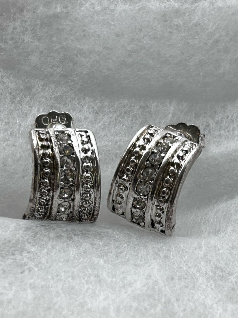 Classic Silver CZ Huggie Hoop Earrings